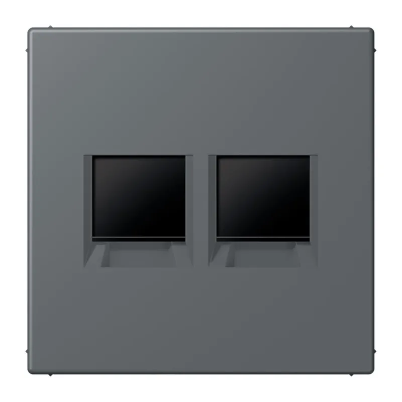 Jung Abdeckung (gerastet) für Modular-Jack-Steckbuchsen 2fach, Serie LS, gris foncé 31 LC1969-2WE202