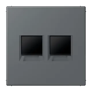 Jung Abdeckung (gerastet) für Modular-Jack-Steckbuchsen 2fach, Serie LS, gris foncé 31 LC1969-2WE202