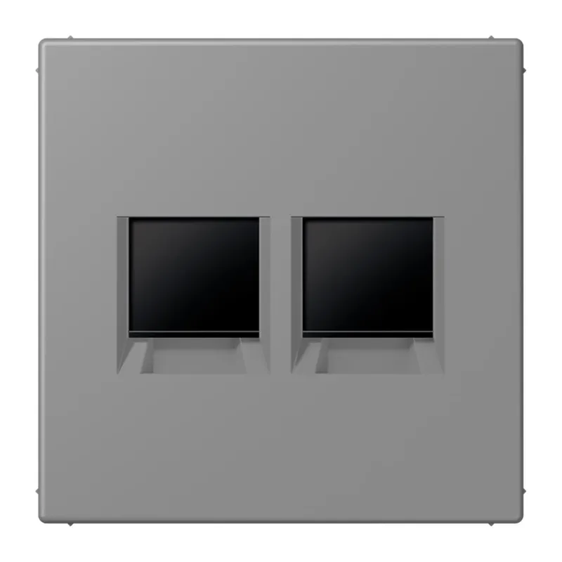 Jung Abdeckung (gerastet) für Modular-Jack-Steckbuchsen 2fach, Serie LS, gris 31 LC1969-2WE203