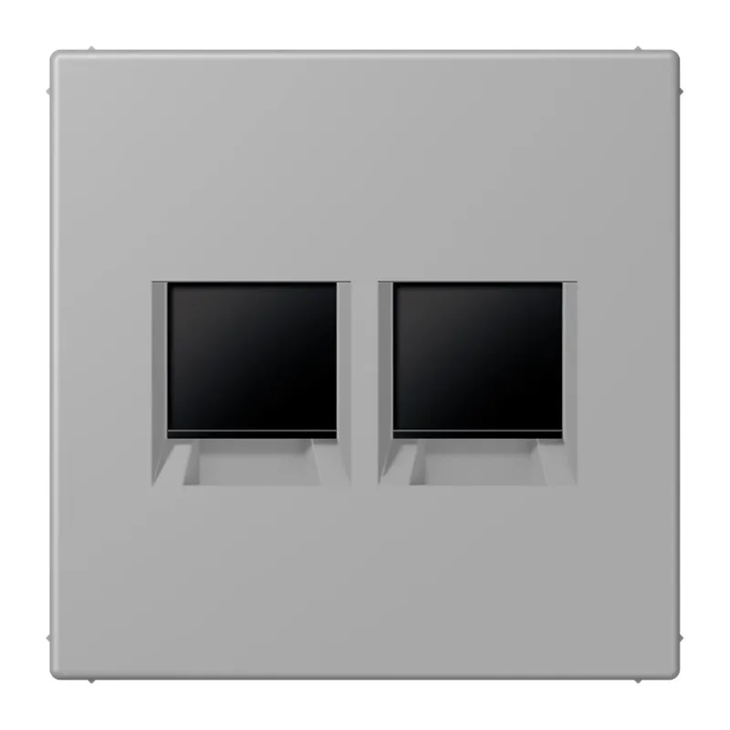 Jung Abdeckung (gerastet) für Modular-Jack-Steckbuchsen 2fach, Serie LS, gris moyen LC1969-2WE204