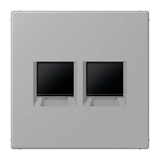 Jung Abdeckung (gerastet) für Modular-Jack-Steckbuchsen 2fach, Serie LS, gris moyen LC1969-2WE204