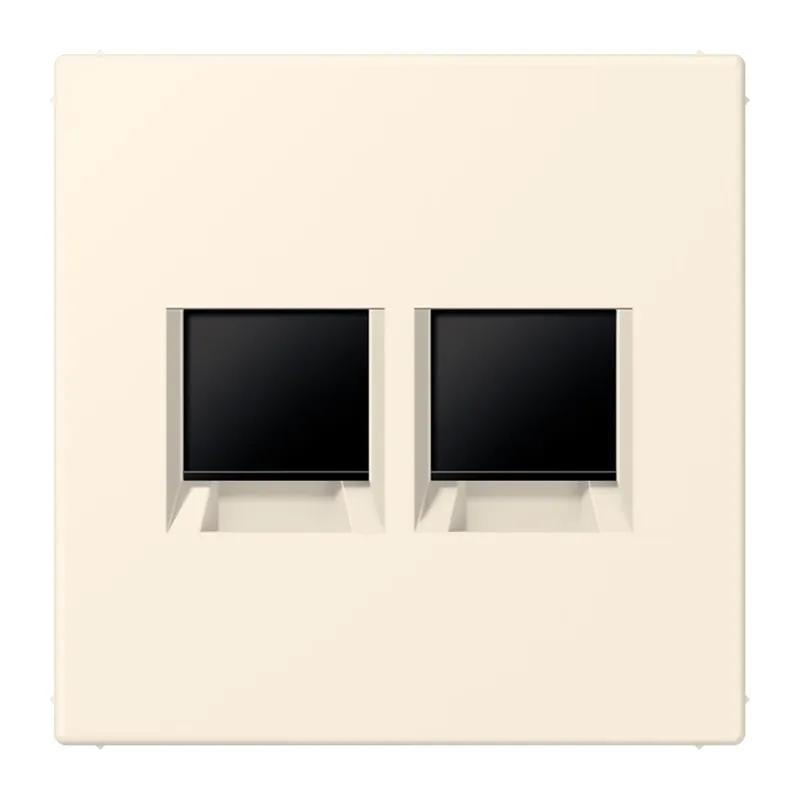 Jung Abdeckung (gerastet) für Modular-Jack-Steckbuchsen 2fach, Serie LS, blanc ivoire LC1969-2WE245