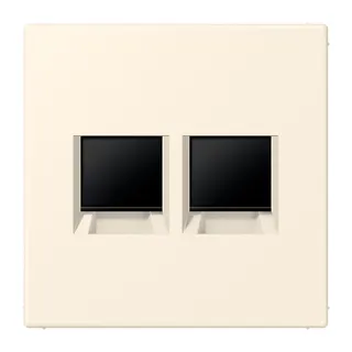 Jung Abdeckung (gerastet) für Modular-Jack-Steckbuchsen 2fach, Serie LS, blanc ivoire LC1969-2WE245