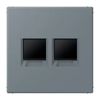 Jung Abdeckung (gerastet) für Modular-Jack-Steckbuchsen 2fach, Serie LS, gris 59 LC1969-2WE251