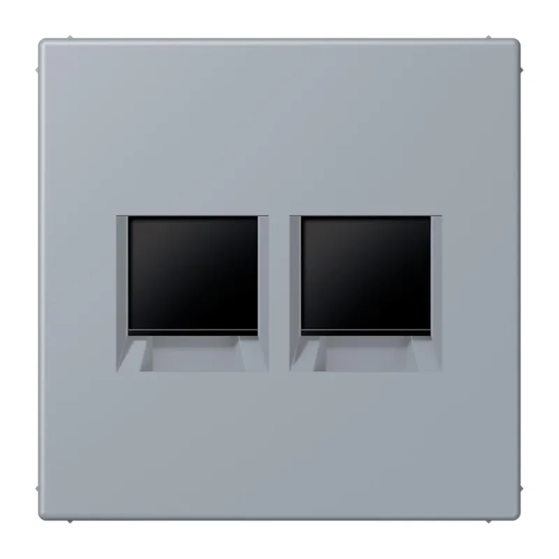 Jung Abdeckung (gerastet) für Modular-Jack-Steckbuchsen 2fach, Serie LS, gris clair 59 LC1969-2WE257