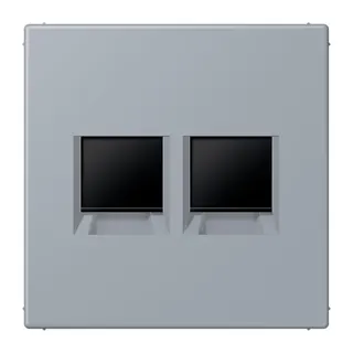 Jung Abdeckung (gerastet) für Modular-Jack-Steckbuchsen 2fach, Serie LS, gris clair 59 LC1969-2WE257