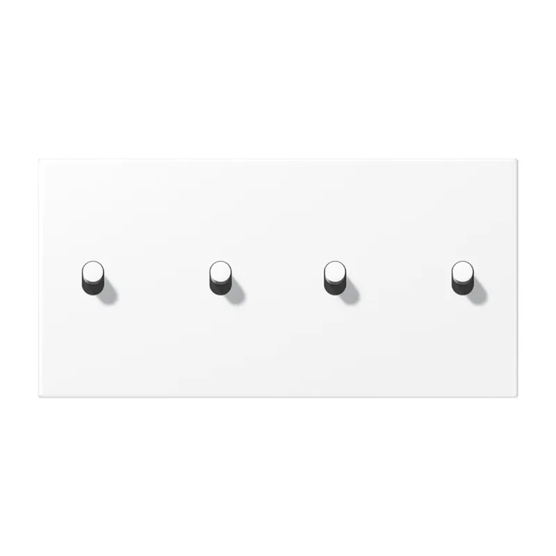 Jung Abdeckung mit Kipphebel, Zylinder, 2fach, 2 x 2 Kipphebel, waagerecht, Serie LS 1912, schneeweiß matt (lackiertes Aluminium) AL12-250WWMR07
