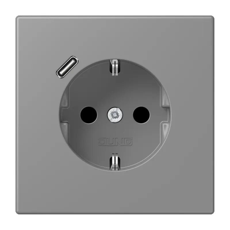 Jung SCHUKO Steckdose 16 A 250 V ~, mit USB-Ladegerät 1 x Typ C, SAFETY+, Serie LS, gris 31 LC1520-18C203