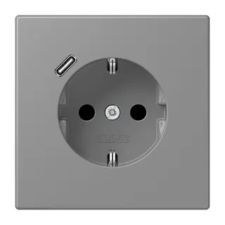 Jung SCHUKO Steckdose 16 A 250 V ~, mit USB-Ladegerät 1 x Typ C, SAFETY+, Serie LS, gris 31 LC1520-18C203