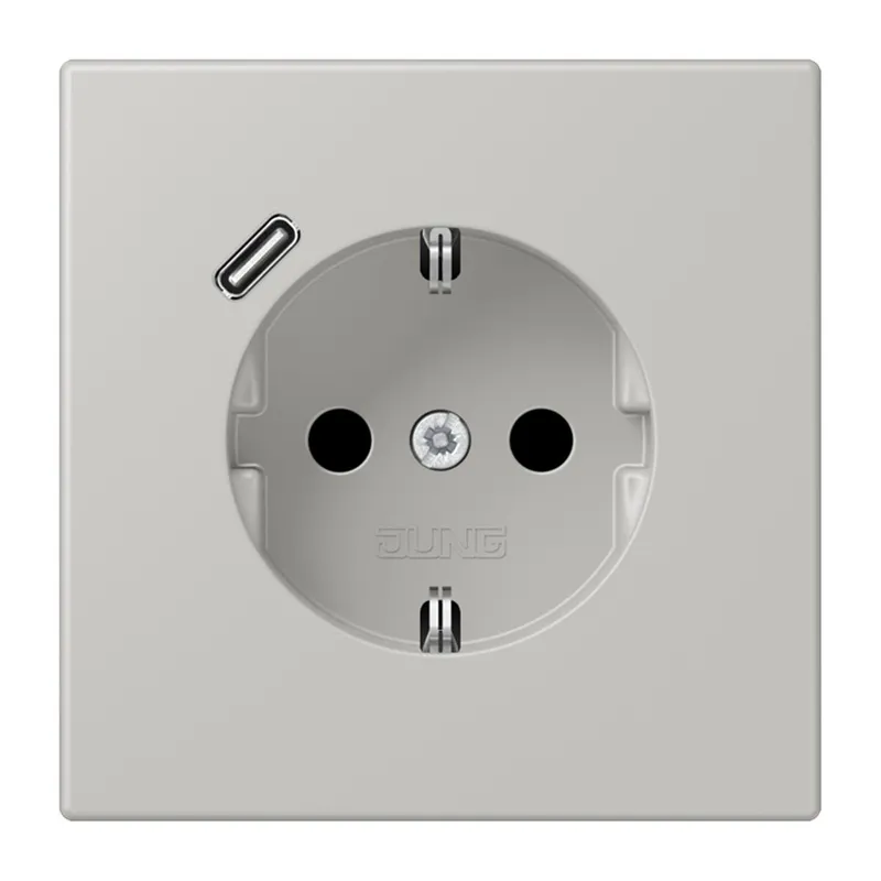 Jung SCHUKO Steckdose 16 A 250 V ~, mit USB-Ladegerät 1 x Typ C, SAFETY+, Serie LS, gris clair 31 LC1520-18C205