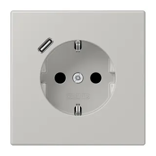 Jung SCHUKO Steckdose 16 A 250 V ~, mit USB-Ladegerät 1 x Typ C, SAFETY+, Serie LS, gris clair 31 LC1520-18C205