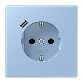 Jung SCHUKO Steckdose 16 A 250 V ~, mit USB-Ladegerät 1 x Typ C, SAFETY+, Serie LS, outremer moyen LC1520-18C207