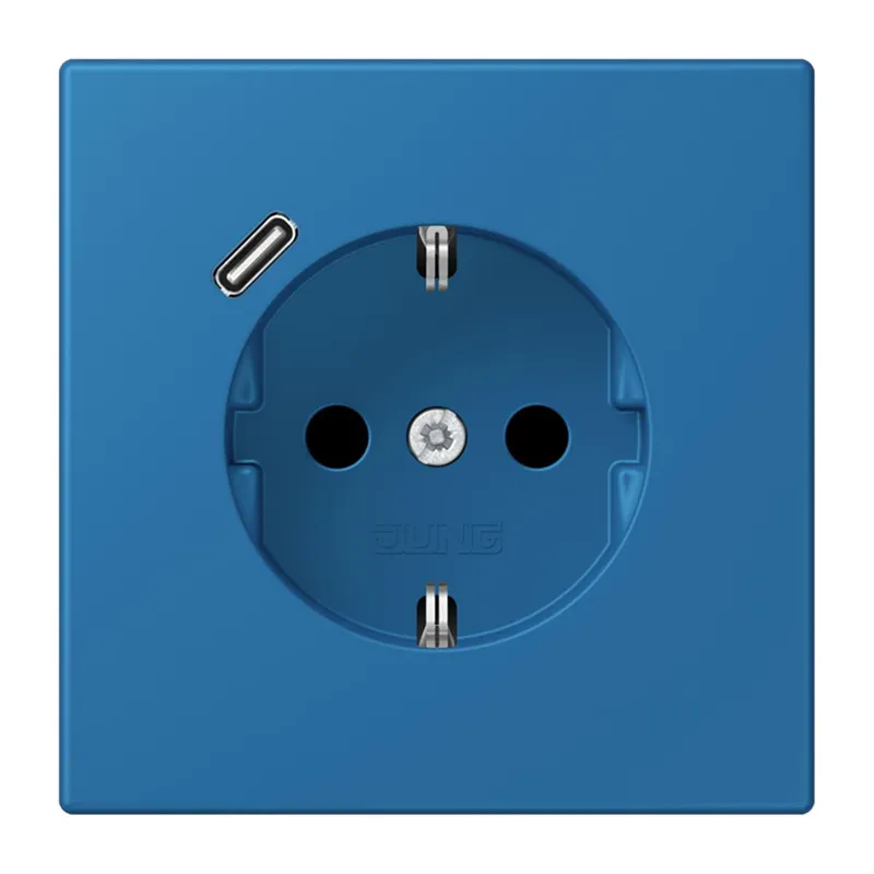 Jung SCHUKO Steckdose 16 A 250 V ~, mit USB-Ladegerät 1 x Typ C, SAFETY+, Serie LS, bleu céruléen 31 LC1520-18C211