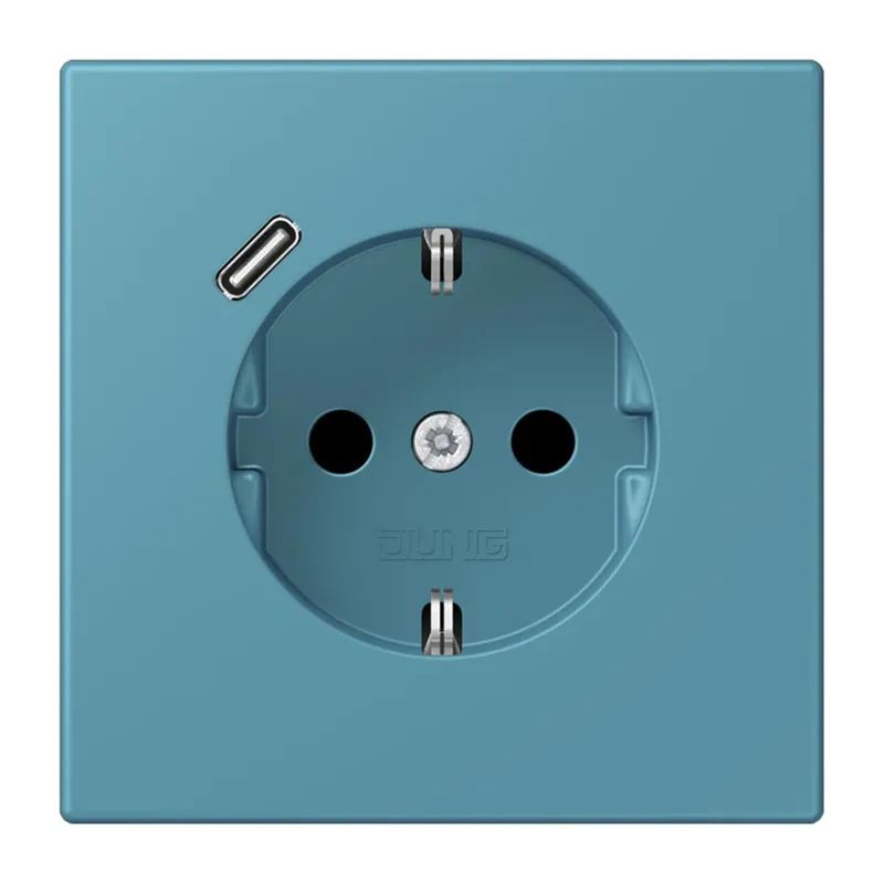 Jung SCHUKO Steckdose 16 A 250 V ~, mit USB-Ladegerät 1 x Typ C, SAFETY+, Serie LS, céruléen vif LC1520-18C212