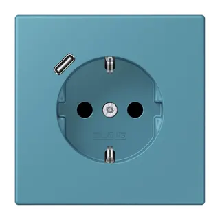 Jung SCHUKO Steckdose 16 A 250 V ~, mit USB-Ladegerät 1 x Typ C, SAFETY+, Serie LS, céruléen vif LC1520-18C212