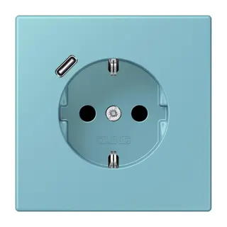 Jung SCHUKO Steckdose 16 A 250 V ~, mit USB-Ladegerät 1 x Typ C, SAFETY+, Serie LS, céruléen moyen LC1520-18C213