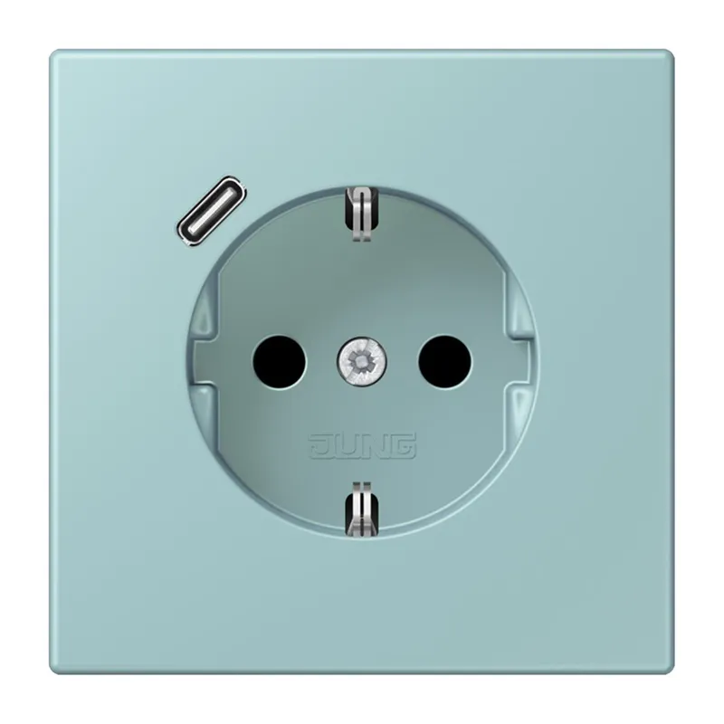Jung SCHUKO Steckdose 16 A 250 V ~, mit USB-Ladegerät 1 x Typ C, SAFETY+, Serie LS, céruléen clair LC1520-18C214