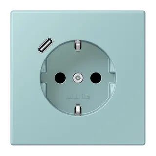 Jung SCHUKO Steckdose 16 A 250 V ~, mit USB-Ladegerät 1 x Typ C, SAFETY+, Serie LS, céruléen clair LC1520-18C214