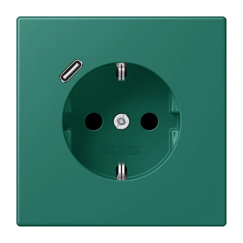 Jung SCHUKO Steckdose 16 A 250 V ~, mit USB-Ladegerät 1 x Typ C, SAFETY+, Serie LS, vert anglais LC1520-18C216