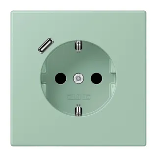 Jung SCHUKO Steckdose 16 A 250 V ~, mit USB-Ladegerät 1 x Typ C, SAFETY+, Serie LS, vert anglais clair LC1520-18C217