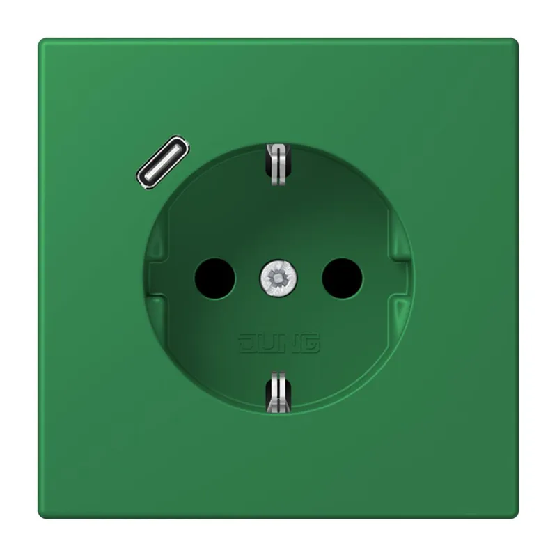 Jung SCHUKO Steckdose 16 A 250 V ~, mit USB-Ladegerät 1 x Typ C, SAFETY+, Serie LS, vert foncé LC1520-18C219