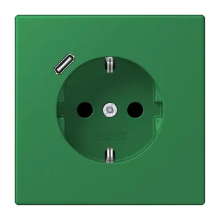 Jung SCHUKO Steckdose 16 A 250 V ~, mit USB-Ladegerät 1 x Typ C, SAFETY+, Serie LS, vert foncé LC1520-18C219
