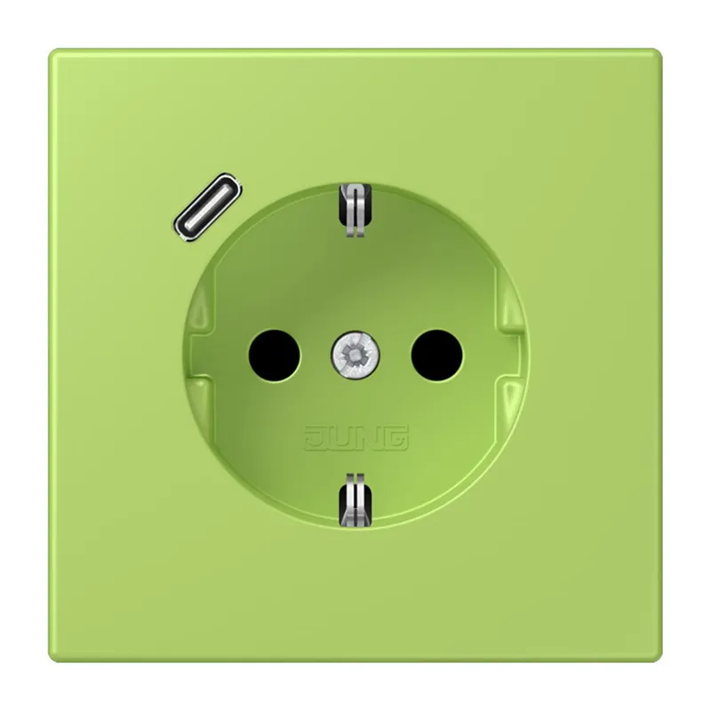 Jung SCHUKO Steckdose 16 A 250 V ~, mit USB-Ladegerät 1 x Typ C, SAFETY+, Serie LS, vert clair LC1520-18C221