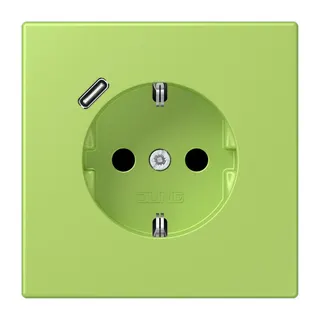 Jung SCHUKO Steckdose 16 A 250 V ~, mit USB-Ladegerät 1 x Typ C, SAFETY+, Serie LS, vert clair LC1520-18C221