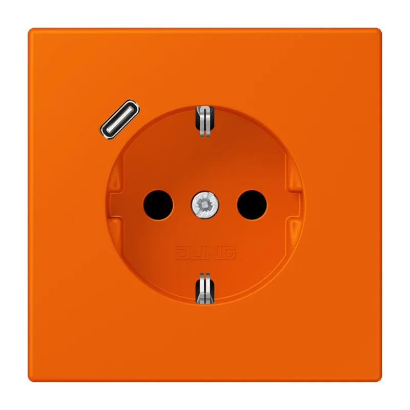 Jung SCHUKO Steckdose 16 A 250 V ~, mit USB-Ladegerät 1 x Typ C, SAFETY+, Serie LS, orange LC1520-18C224