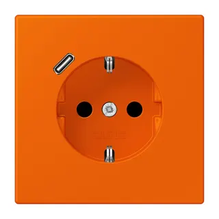 Jung SCHUKO Steckdose 16 A 250 V ~, mit USB-Ladegerät 1 x Typ C, SAFETY+, Serie LS, orange LC1520-18C224