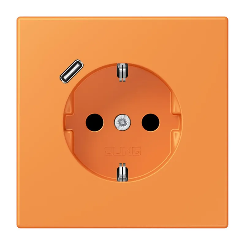 Jung SCHUKO Steckdose 16 A 250 V ~, mit USB-Ladegerät 1 x Typ C, SAFETY+, Serie LS, orange clair LC1520-18C225