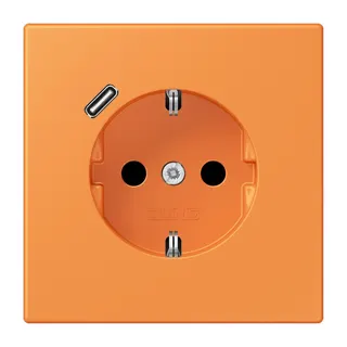 Jung SCHUKO Steckdose 16 A 250 V ~, mit USB-Ladegerät 1 x Typ C, SAFETY+, Serie LS, orange clair LC1520-18C225
