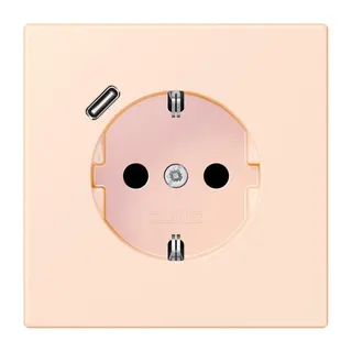 Jung SCHUKO Steckdose 16 A 250 V ~, mit USB-Ladegerät 1 x Typ C, SAFETY+, Serie LS, orange pâle LC1520-18C226