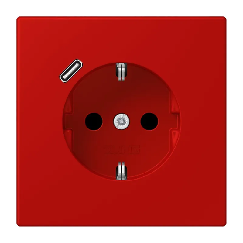 Jung SCHUKO Steckdose 16 A 250 V ~, mit USB-Ladegerät 1 x Typ C, SAFETY+, Serie LS, rouge vermillon 31 LC1520-18C227