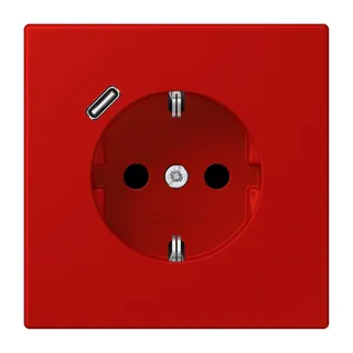 Jung SCHUKO Steckdose 16 A 250 V ~, mit USB-Ladegerät 1 x Typ C, SAFETY+, Serie LS, rouge vermillon 31 LC1520-18C227
