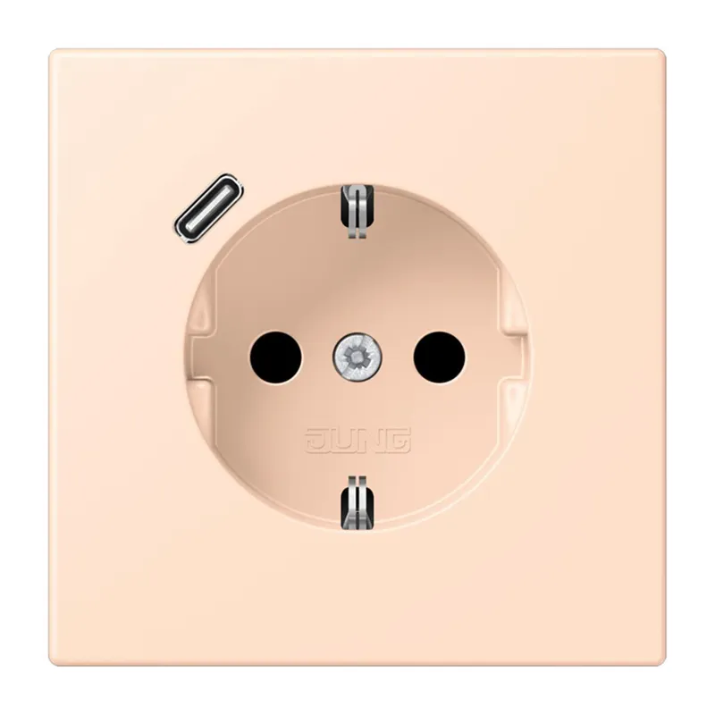 Jung SCHUKO Steckdose 16 A 250 V ~, mit USB-Ladegerät 1 x Typ C, SAFETY+, Serie LS, rose pâle LC1520-18C228