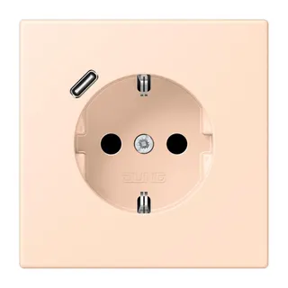 Jung SCHUKO Steckdose 16 A 250 V ~, mit USB-Ladegerät 1 x Typ C, SAFETY+, Serie LS, rose pâle LC1520-18C228