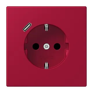 Jung SCHUKO Steckdose 16 A 250 V ~, mit USB-Ladegerät 1 x Typ C, SAFETY+, Serie LS, rouge carmin LC1520-18C229
