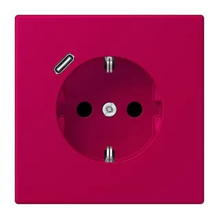 Jung SCHUKO Steckdose 16 A 250 V ~, mit USB-Ladegerät 1 x Typ C, SAFETY+, Serie LS, rouge rubia LC1520-18C230
