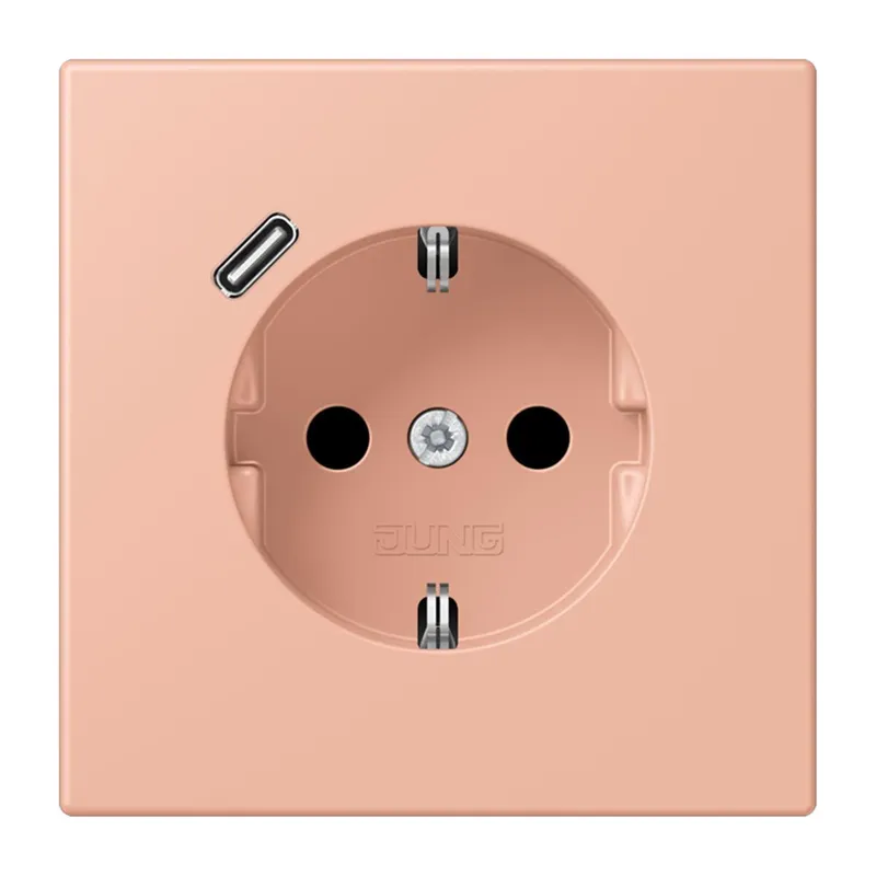 Jung SCHUKO Steckdose 16 A 250 V ~, mit USB-Ladegerät 1 x Typ C, SAFETY+, Serie LS, rose clair LC1520-18C231