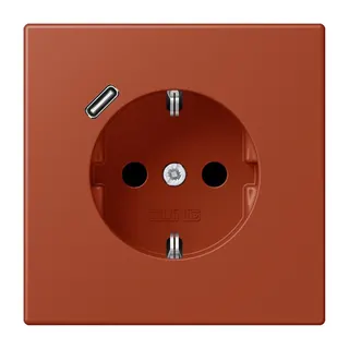 Jung SCHUKO Steckdose 16 A 250 V ~, mit USB-Ladegerät 1 x Typ C, SAFETY+, Serie LS, l'ocre rouge LC1520-18C232