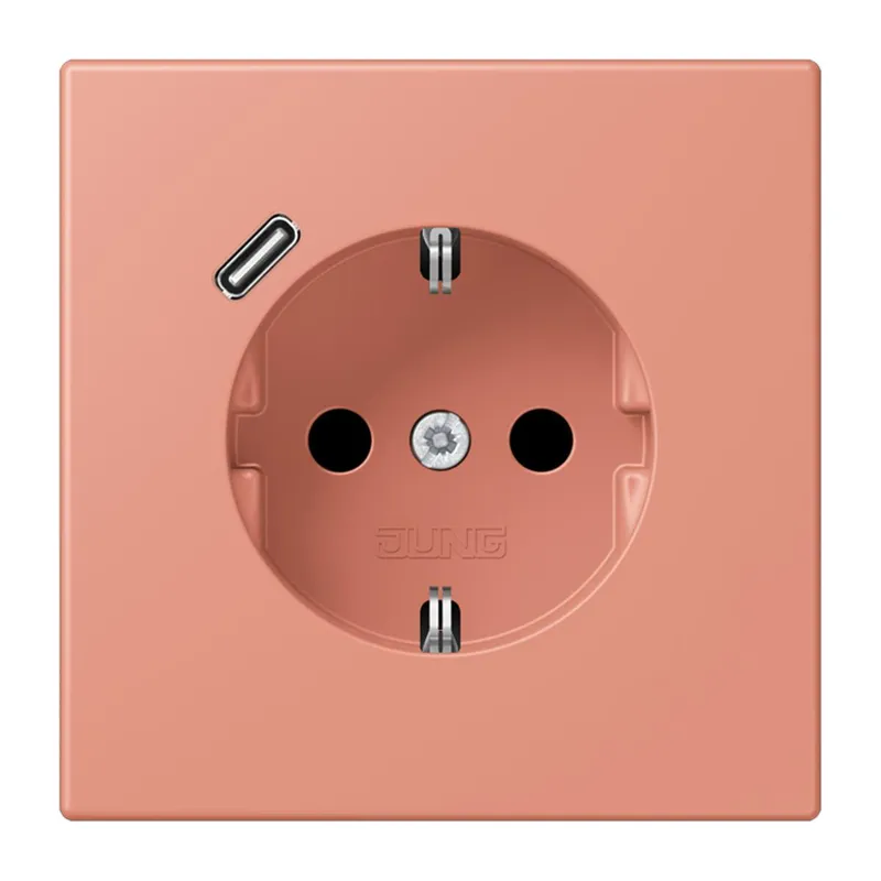 Jung SCHUKO Steckdose 16 A 250 V ~, mit USB-Ladegerät 1 x Typ C, SAFETY+, Serie LS, l'ocre rouge moyen LC1520-18C233