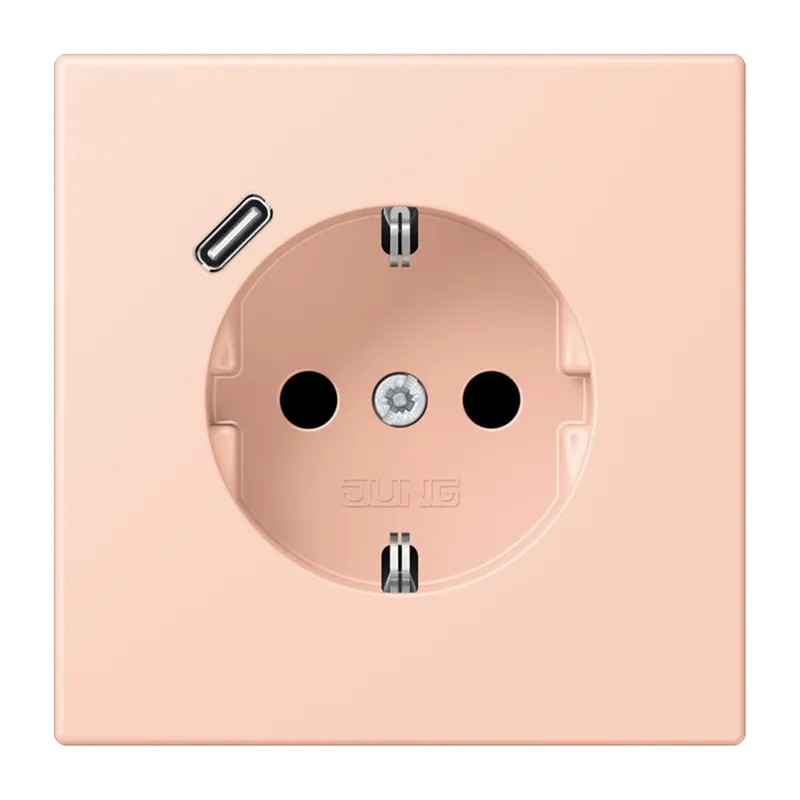 Jung SCHUKO Steckdose 16 A 250 V ~, mit USB-Ladegerät 1 x Typ C, SAFETY+, Serie LS, l'ocre rouge clair LC1520-18C234