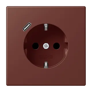 Jung SCHUKO Steckdose 16 A 250 V ~, mit USB-Ladegerät 1 x Typ C, SAFETY+, Serie LS, terre sienne br?lée 31 LC1520-18C235