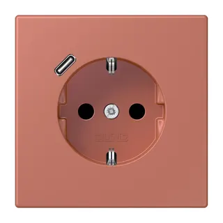 Jung SCHUKO Steckdose 16 A 250 V ~, mit USB-Ladegerät 1 x Typ C, SAFETY+, Serie LS, terre sienne brique LC1520-18C236