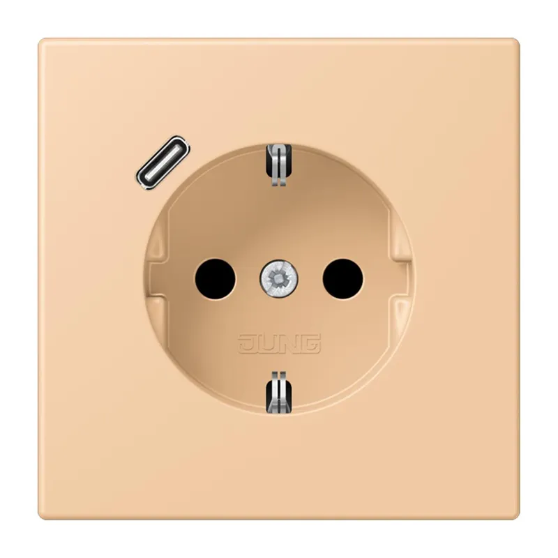 Jung SCHUKO Steckdose 16 A 250 V ~, mit USB-Ladegerät 1 x Typ C, SAFETY+, Serie LS, terre sienne claire 31 LC1520-18C237