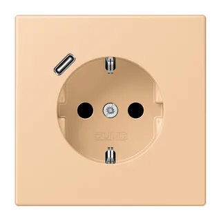 Jung SCHUKO Steckdose 16 A 250 V ~, mit USB-Ladegerät 1 x Typ C, SAFETY+, Serie LS, terre sienne claire 31 LC1520-18C237