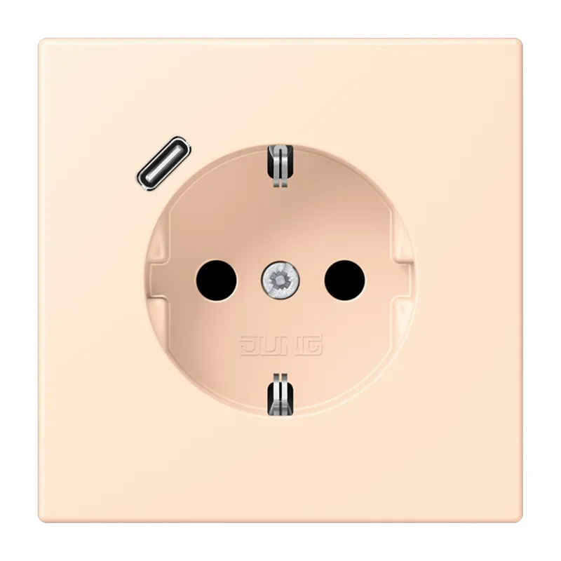 Jung SCHUKO Steckdose 16 A 250 V ~, mit USB-Ladegerät 1 x Typ C, SAFETY+, Serie LS, terre sienne pâle LC1520-18C238