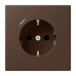 Jung SCHUKO Steckdose 16 A 250 V ~, mit USB-Ladegerät 1 x Typ C, SAFETY+, Serie LS, terre d'ombre br?lée 31 LC1520-18C239