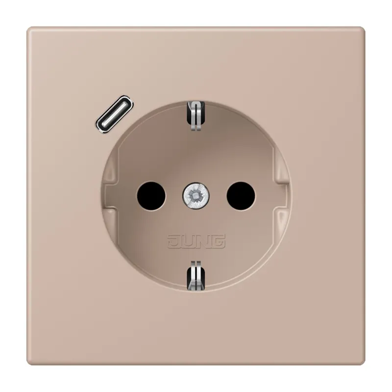 Jung SCHUKO Steckdose 16 A 250 V ~, mit USB-Ladegerät 1 x Typ C, SAFETY+, Serie LS, ombre br?lée claire LC1520-18C240